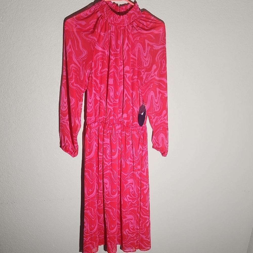 Scoop NYC Dress Pink Abstract Small